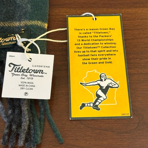🌟HP🌟2012 Green Bay Packers "Titletown" Wool Tartan Plaid Scarf Unisex Lands' End - Picture 3 of 6